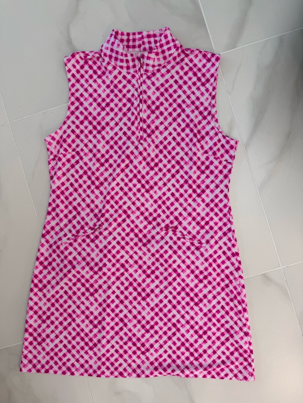 IBKUL Hot Pink & White Gingham Quilted Sleeveless Dress - Picture 3 of 7
